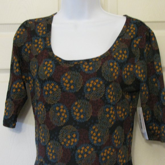 3/$15 LuLaRoe Nicole Dress Medium NWT $45 Black Green Wine/Burgandy Floral Print - Picture 2 of 4